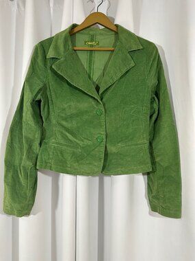 Clash Jeans Green Corduroy Jacket Size Large Cotton Stretch Blazer Y2K
